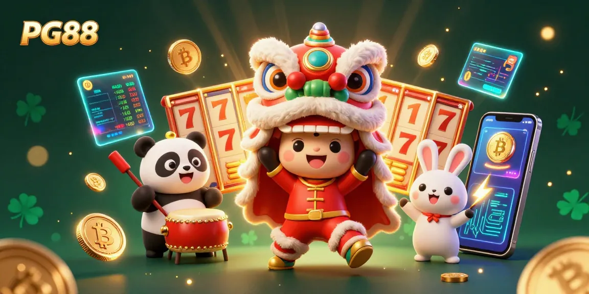 Experience exciting wins at PG88's vibrant online casino featuring festive characters and slot games.