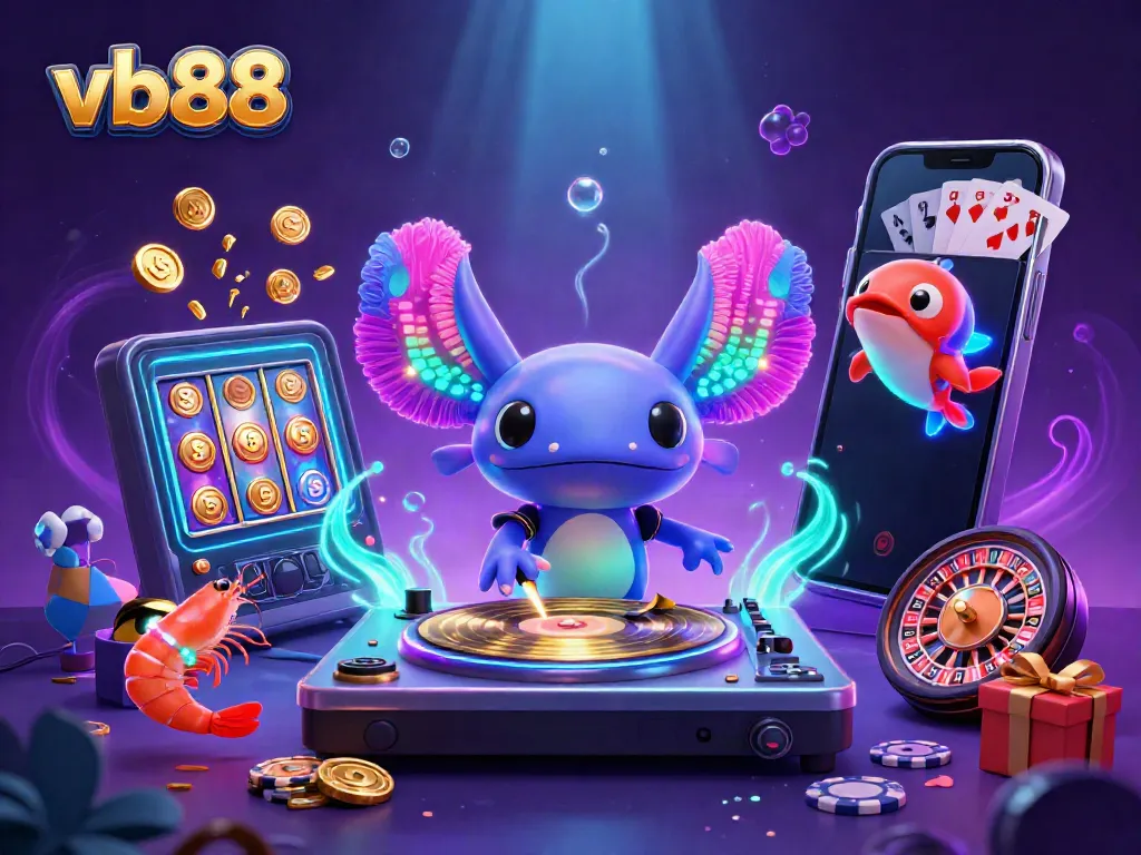 Engage with exciting gaming action at VB88, featuring vibrant casino elements and characters.