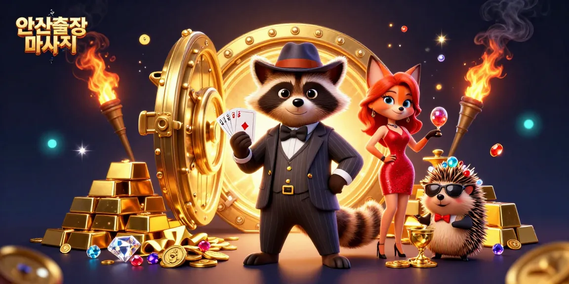 Experience 안산출장마사지 in this vibrant gambling-themed illustration with characters surrounded by treasures.