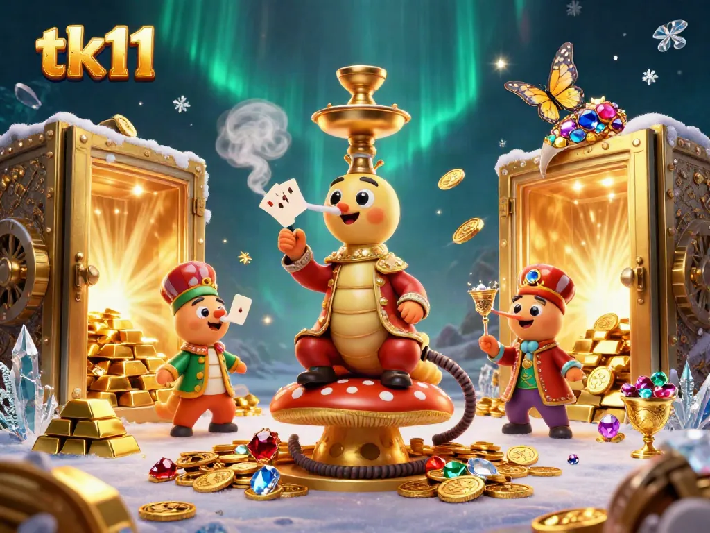Experience thrilling moments with tk11's vibrant casino-themed illustration showcasing wealth and excitement.