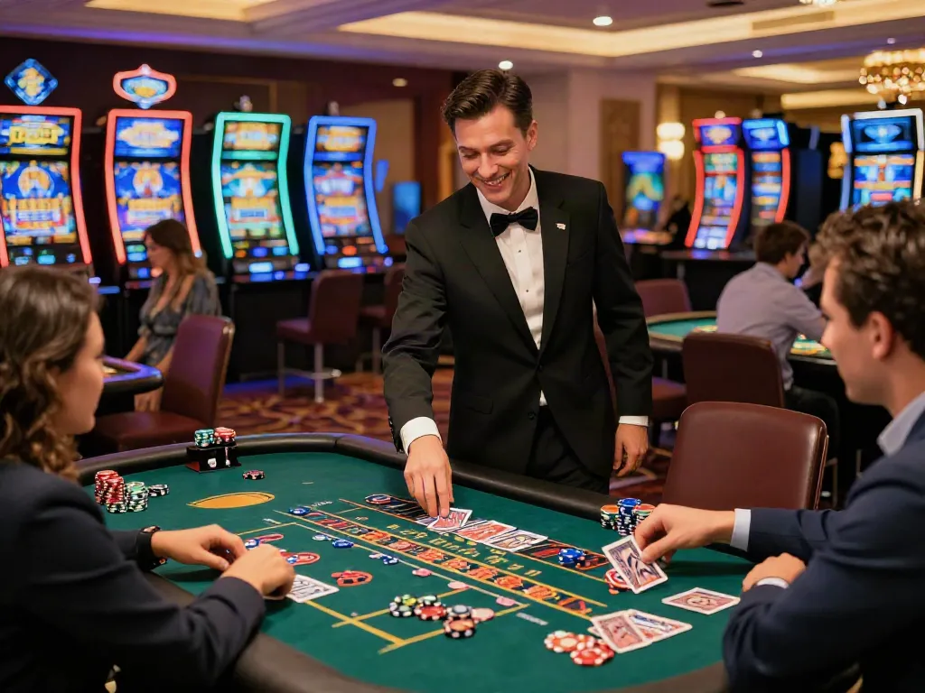 Casino sans Depot featuring lively gaming atmosphere with engaging dealers and colorful decor.