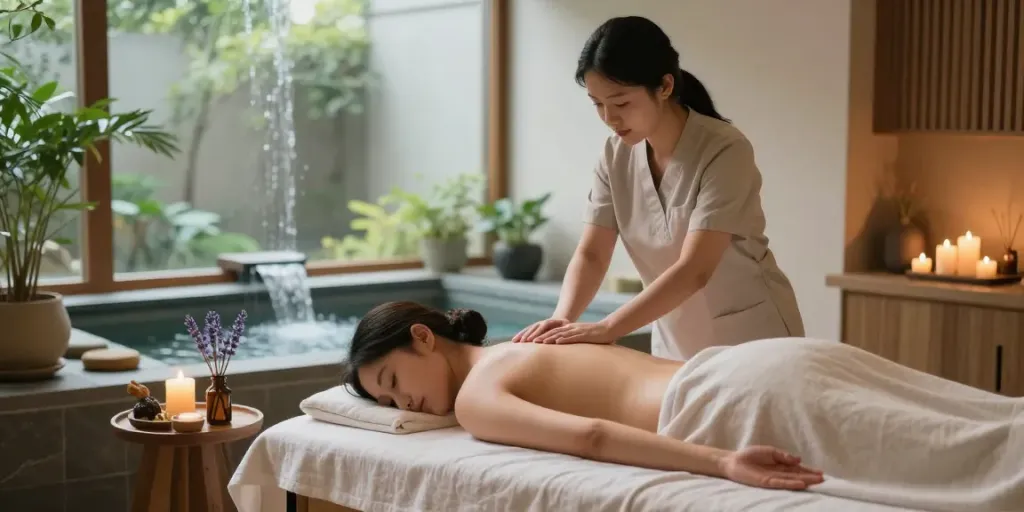 Experience rejuvenating 구월동출장마사지 in a tranquil spa setting.