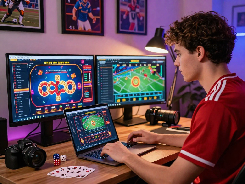 Giocatore in un ufficio moderno scommettendo online su casino non aams.