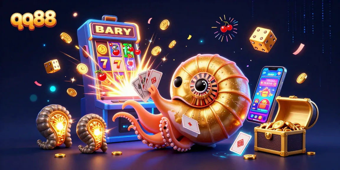 Experience thrilling moments at qq88, featuring a dynamic casino scene with winning jackpots and vibrant game elements.