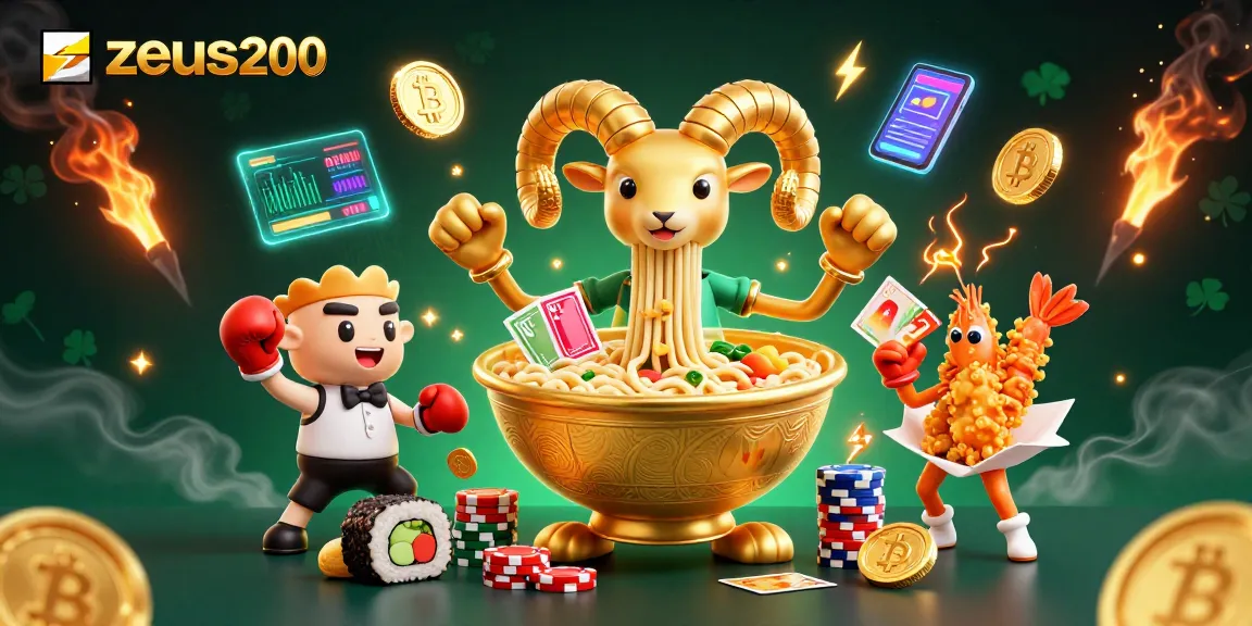 Zeus200 menghadirkan suasana kasino dengan mangkuk ramen emas raksasa dan pelengkap menarik.