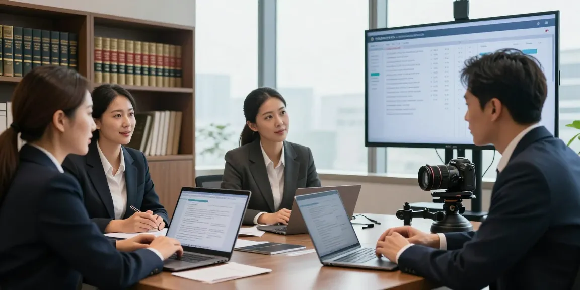 Valken Legal team collaborating in a modern law office, highlighting teamwork and professionalism.