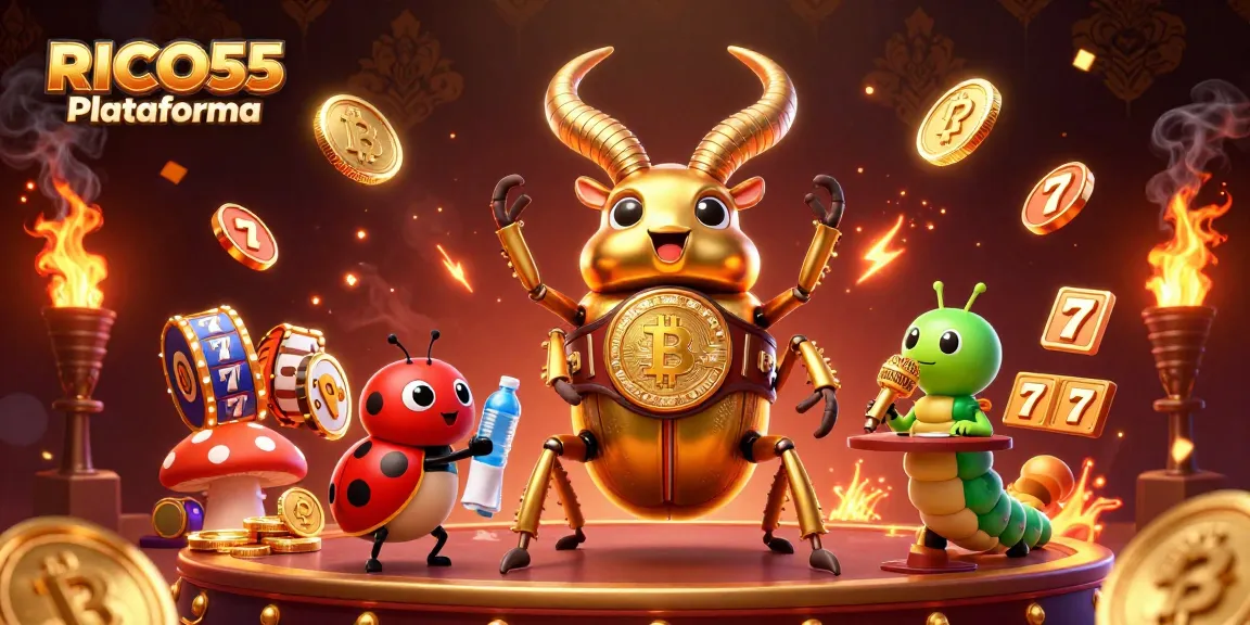 Engage with RICO55 Plataforma in an exhilarating boxing-themed online casino illustration.