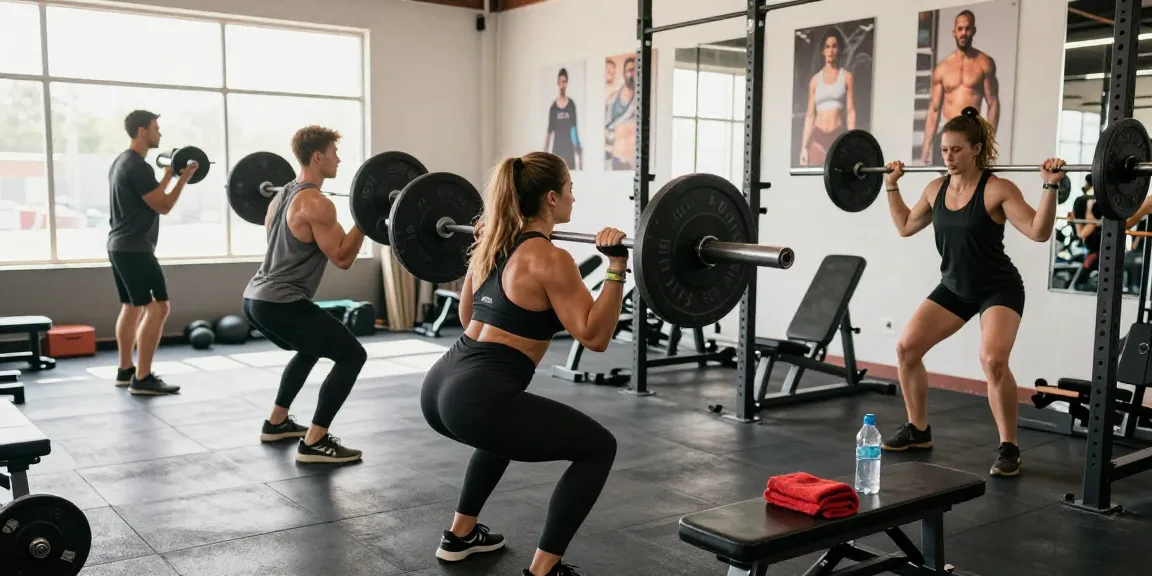 Prime Pharma Steroide Trainingsszene mit Athleten, die Gewichte heben, und dabei Fitnessengagement und Energie zeigen.