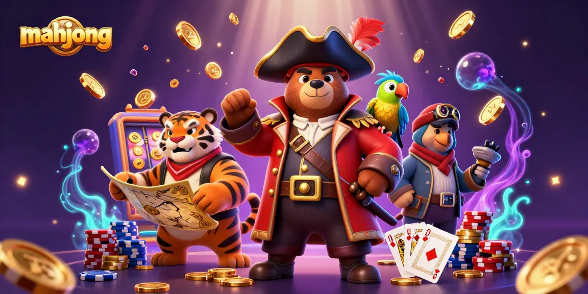Engage in mahjong adventures with colorful characters and dynamic slot action amidst sparkling treasures.