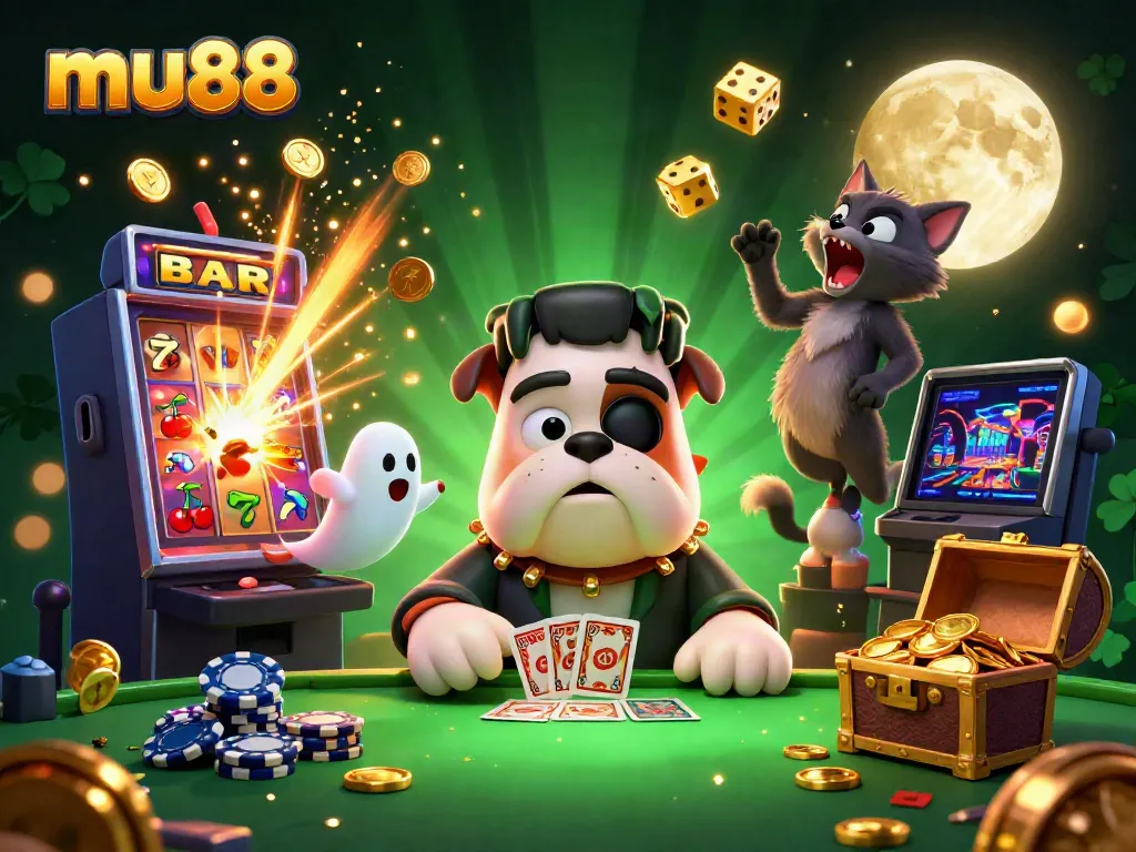 Experience thrilling gameplay at MU88 with vibrant casino elements and characters at an interactive table.