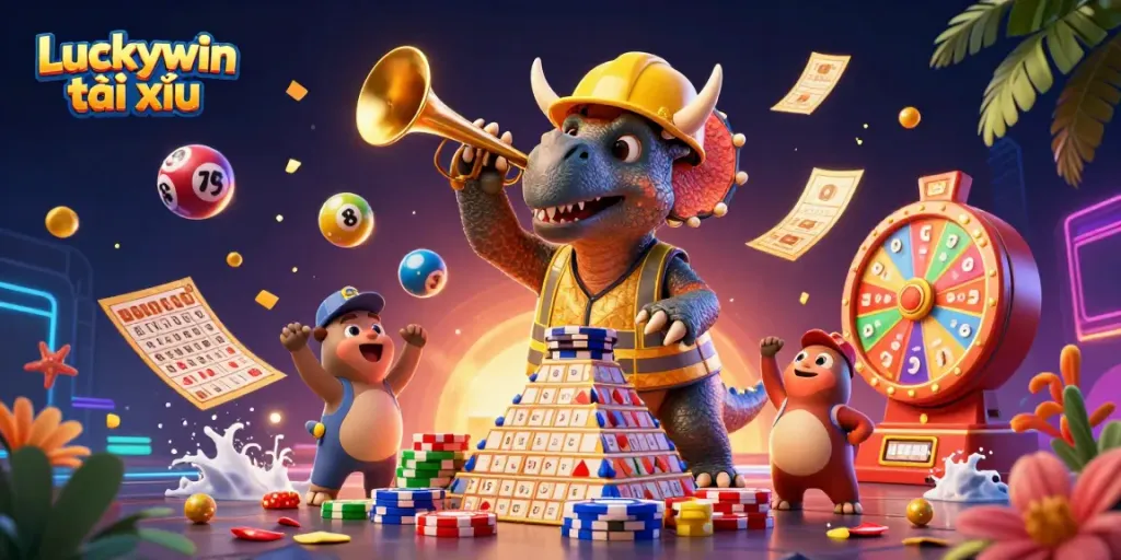 Experience exciting play in Luckywin tài xỉu with lively characters and vibrant casino elements.