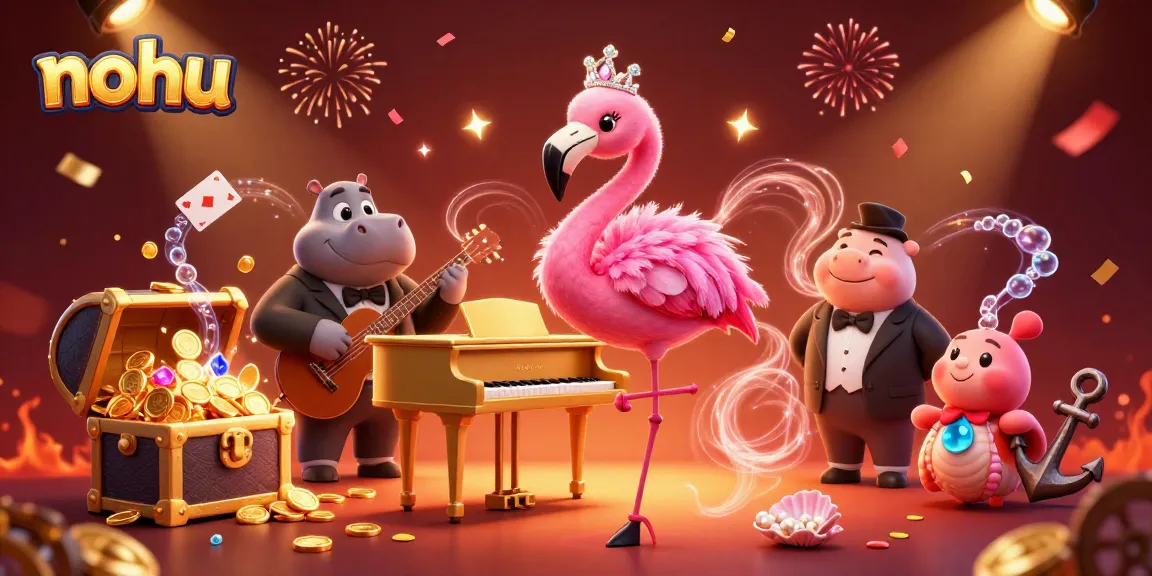 Nohu introduces fun with vibrant casino-themed 3D characters and elements, showcasing excitement and winnings