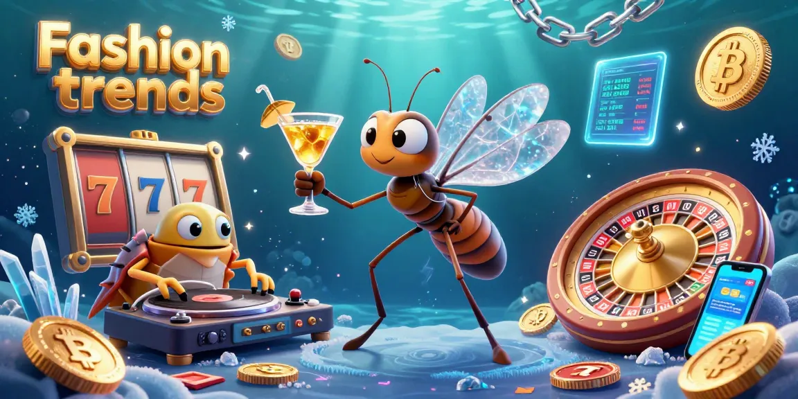 Experience Fashion trends with a 3D scene featuring a frozen mosquito casino mascot and a trilobite DJ.
