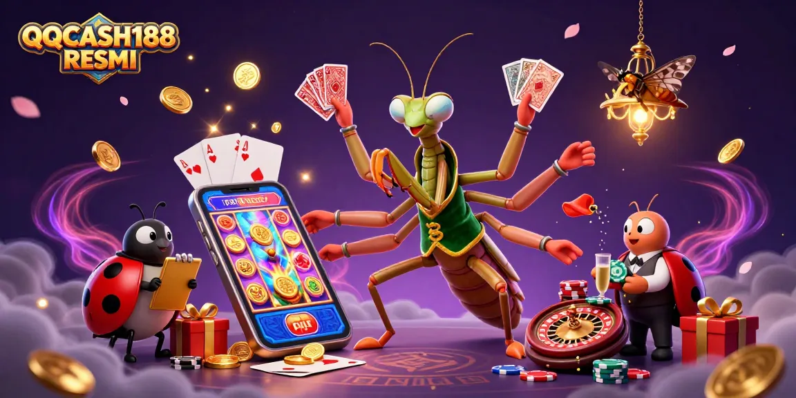 Get ready to play with QQCASH188 RESMI as a giant praying mantis and ladybug overcome the casino!
