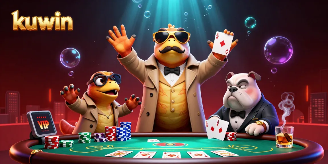Experience kuwin excitement with raptors entering a VIP casino lounge, surrounded by poker elements.