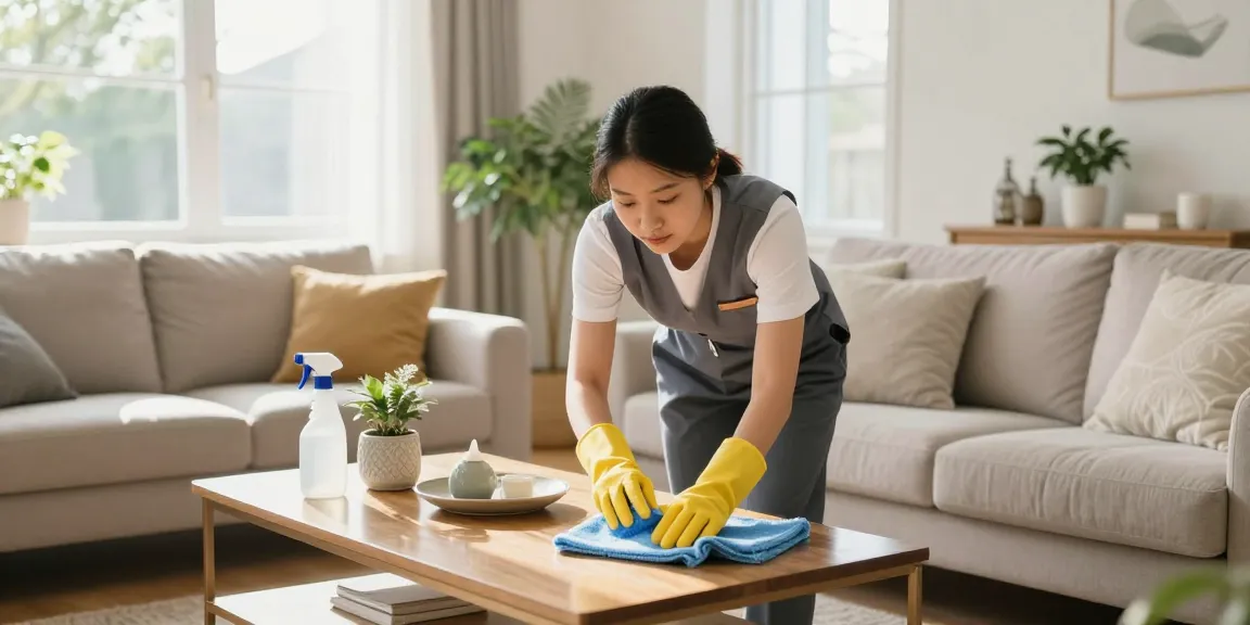 Expert cleaning service in action for reinigungsfirmen solothurn highlighting a tidy living room.