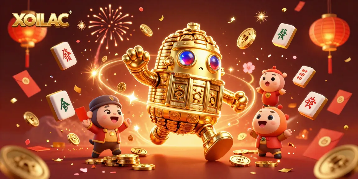 Engage with XOILAC's vibrant carnival of a 3D golden golem amidst dynamic gambling elements.