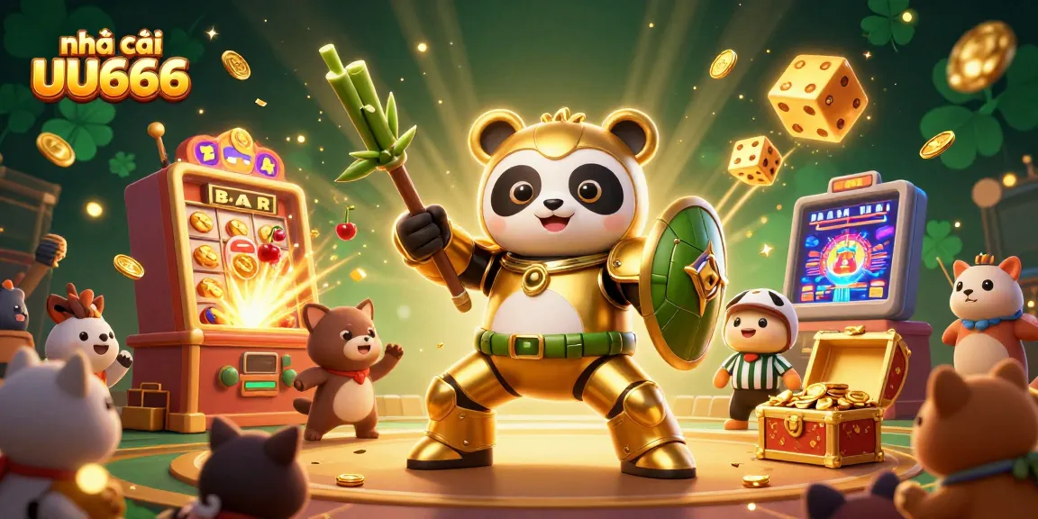 Experience excitement at nhà cái uu666 with vibrant 3D illustration of casino-themed action and jackpot rewards.