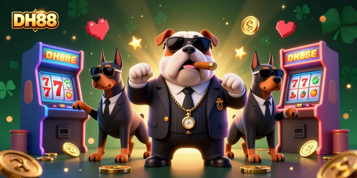 Experience thrilling gameplay with DH88 in a vibrant casino scene featuring a bulldog mafia boss.