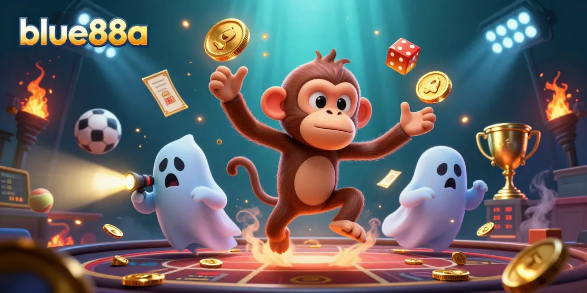 Engage in thrilling games at blue88a with an action-packed scene showcasing casino excitement.
