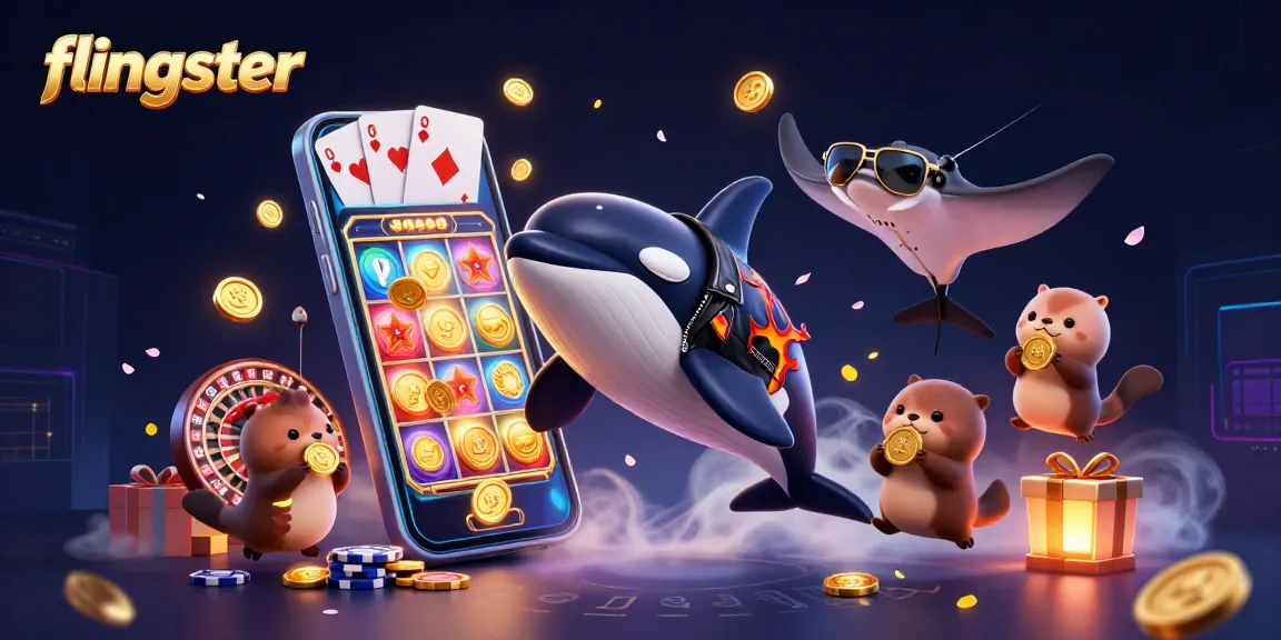 Engage with flingster's vibrant 3D digital illustration featuring whimsical sea creatures in a casino-themed setting.