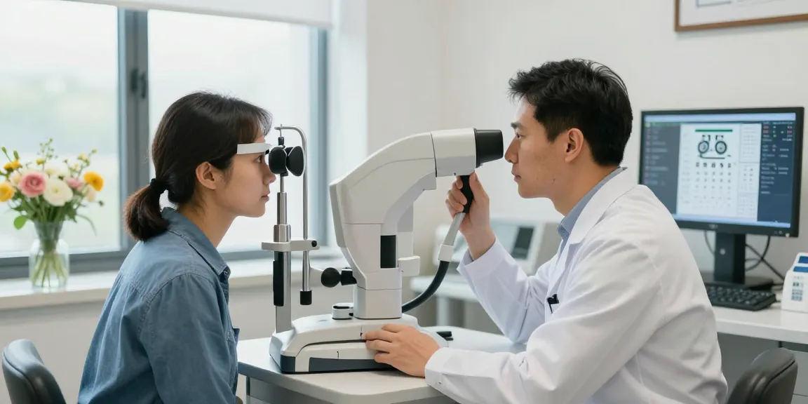 Patient consultation at SNU Eye Clinic with advanced eye examination technology.
