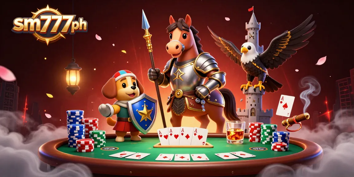 Engage in thrilling poker action at sm777ph with a knight, squire, and falcon in a vibrant 3D scene