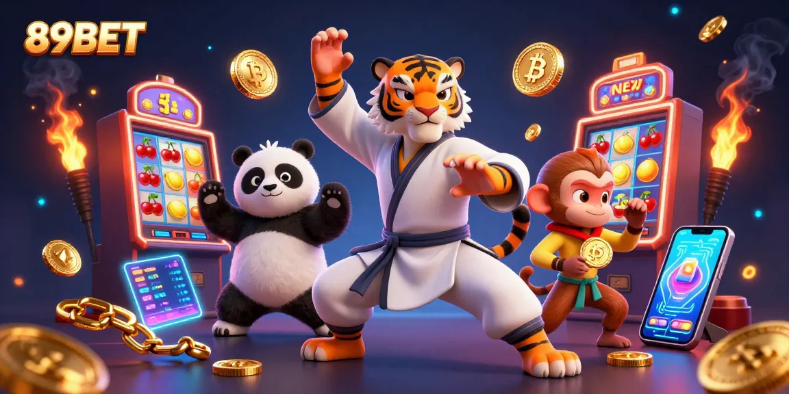 Experience thrilling wins at 89BET with energetic cartoon characters and dynamic casino elements in action!