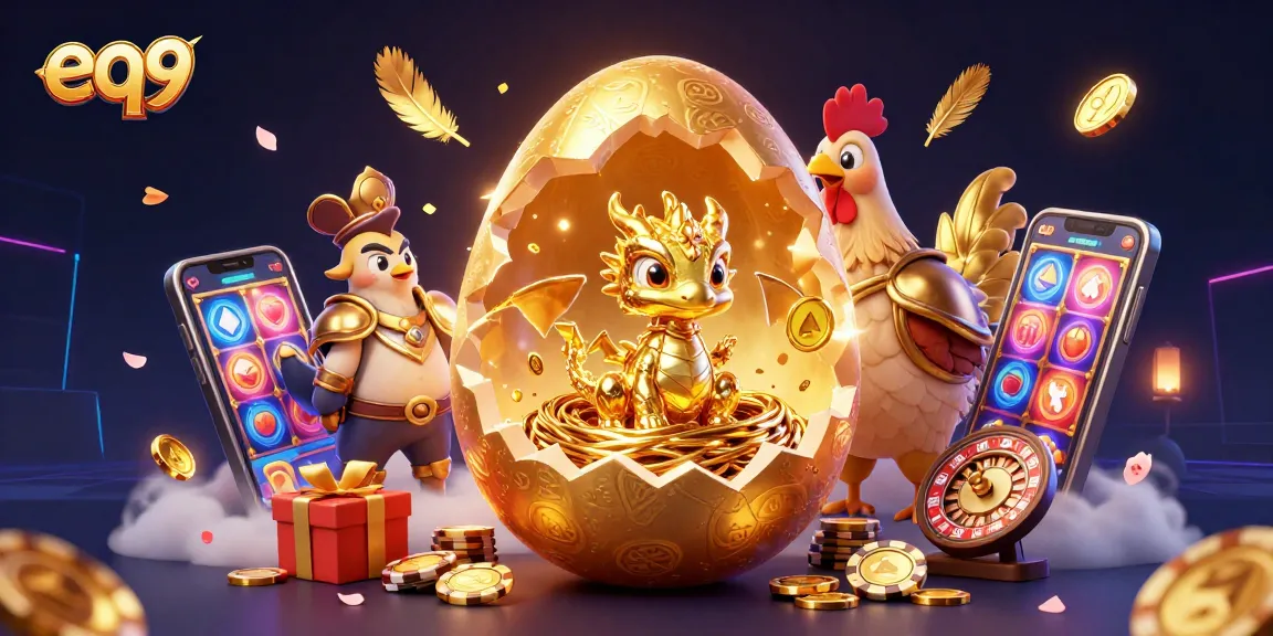 Experience thrilling gameplay at eq9 with a dazzling baby dragon, poker chips, and explosive slot game graphics.