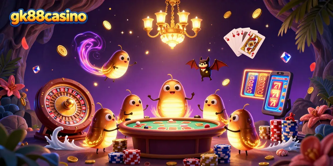 Experience vibrant gameplay at gk88casino with glowworms lighting up this exciting cave casino scene.