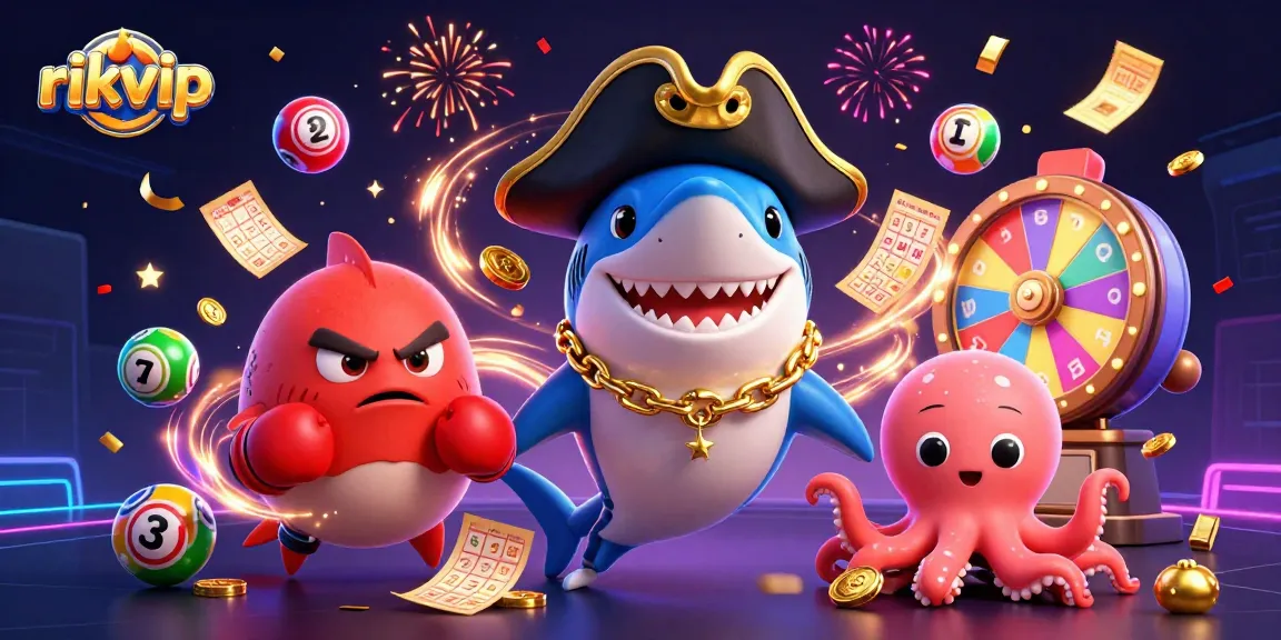 Experience winning moments at rikvip with exciting casino-themed 3D characters and dynamic game elements.