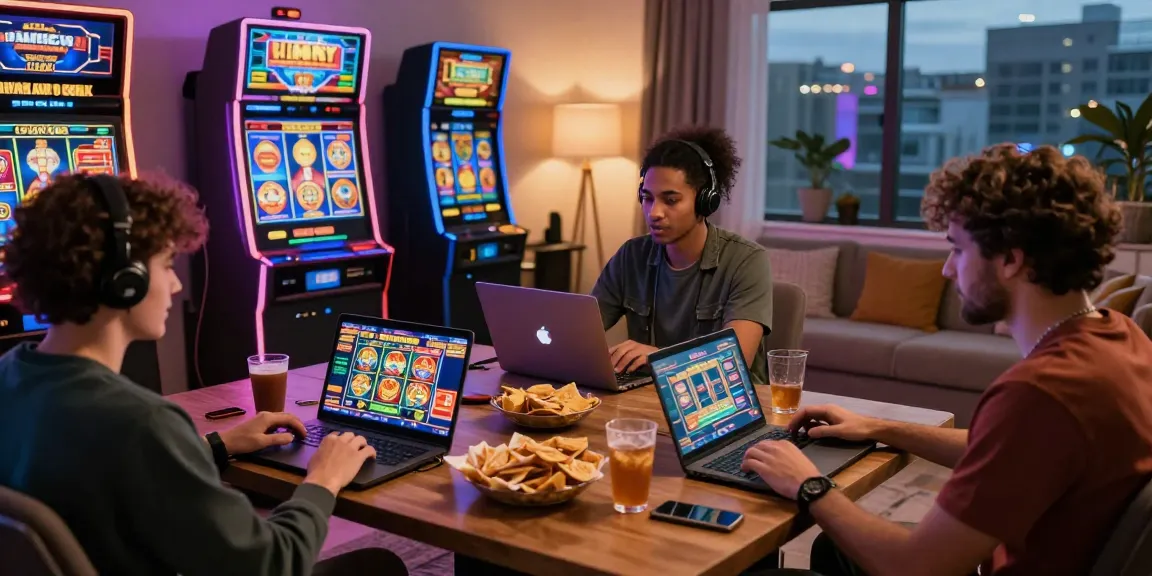 Giocatori che si cimentano in giochi di casino non aams sicuri in un accogliente salotto, mostrando entusiasmo e comunità.