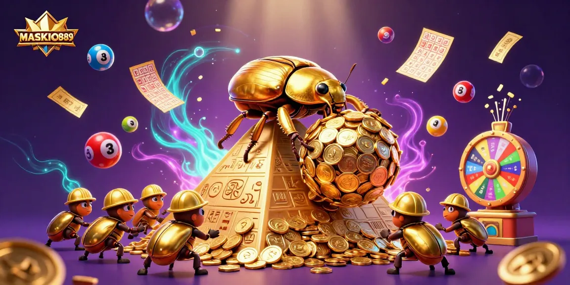 Experience winning moments with MASKOKI889 as vibrant game elements and golden treasures come alive.