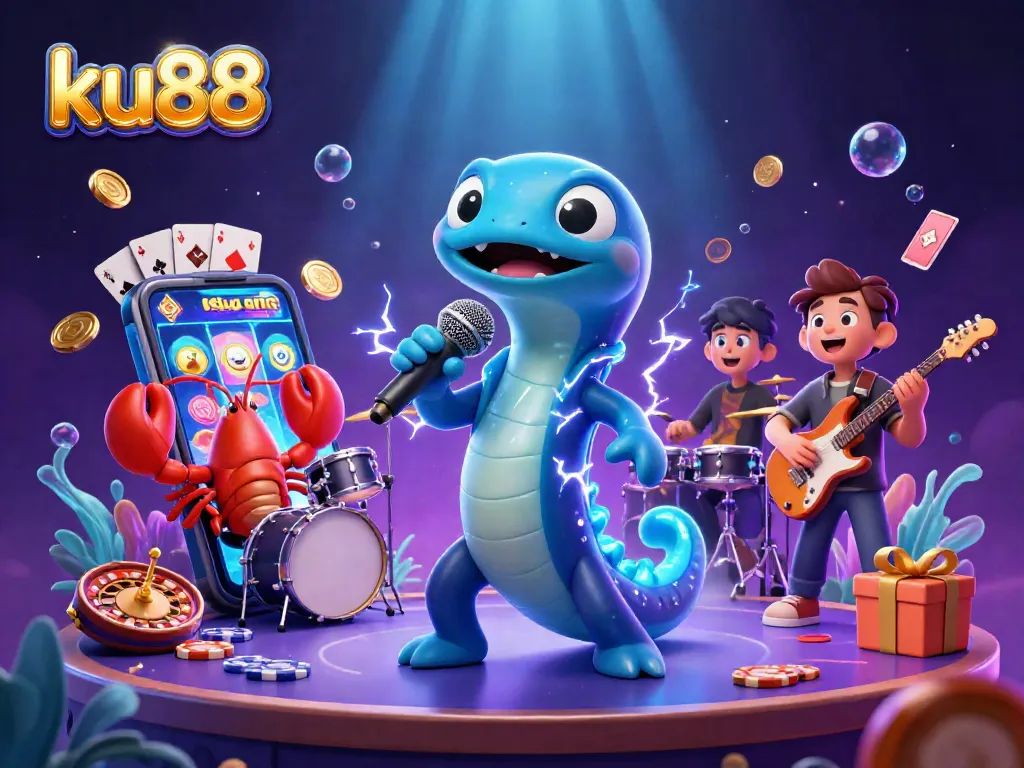 ku88 showcases an electrifying underwater casino scene with vibrant characters and dynamic game elements.