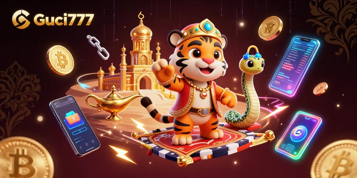 Memenangkan slot Guci777 dengan simbol buah, karpet poker, dan efek neon berkilau.