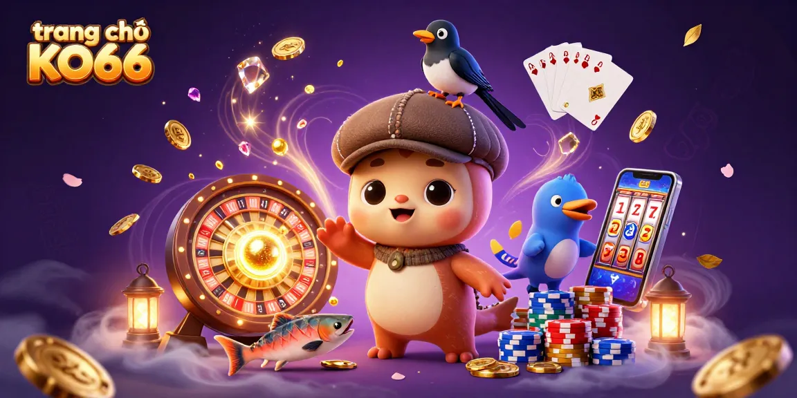 Engage with the thrill at trang chủ KO66 featuring vibrant casino elements and playful characters.