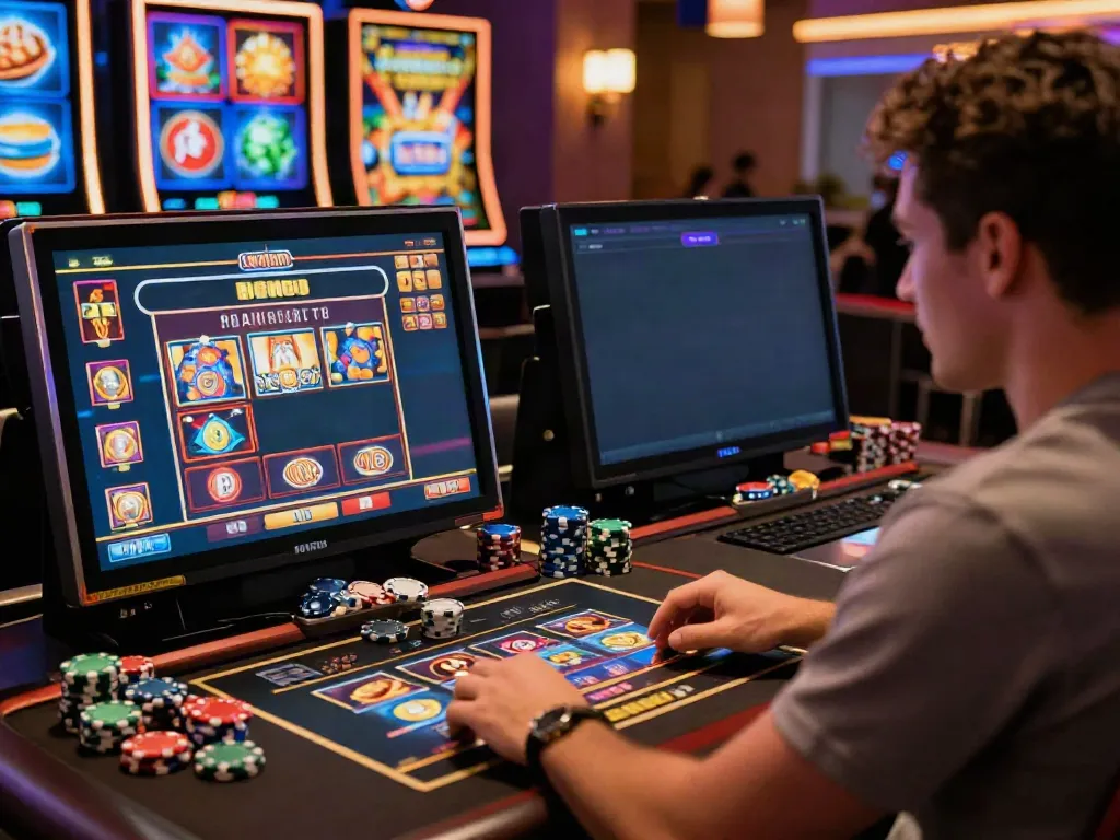 Player enjoying a casino bonus sans depot while gaming online at home.
