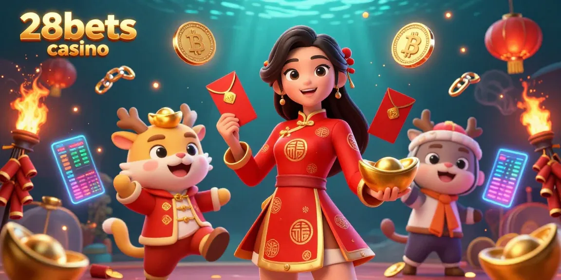 Engage in thrilling gameplay at 28bets casino with rich visuals and vibrant characters celebrating new beginnings.