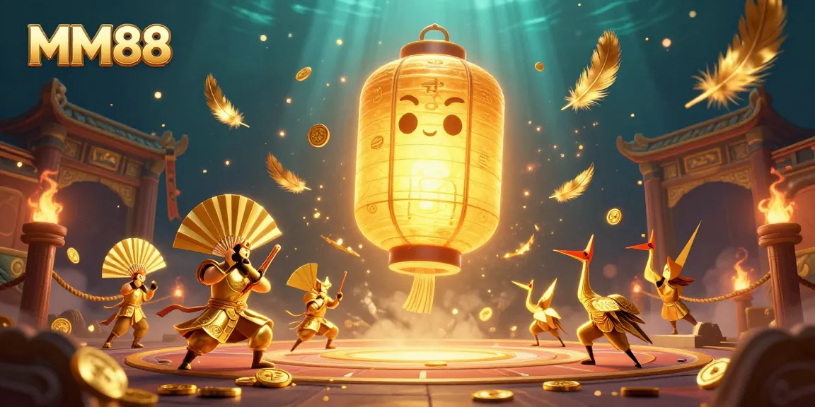 Experience the thrill of MM88 with a vibrant scene featuring a glowing lantern spirit and dynamic game elements.