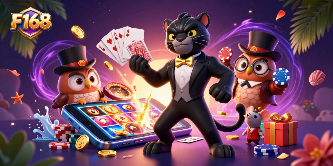 Experience thrilling gameplay at F168 with stylish characters and vibrant gaming elements in action.