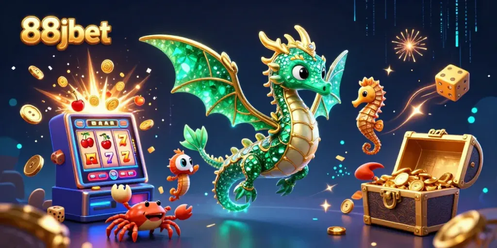 Experience thrilling gameplay at 88jbet with vibrant casino scenes filled with winning symbols.