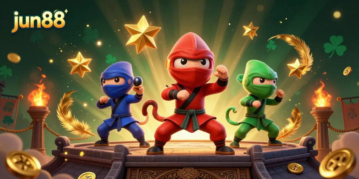 jun88 ninja chameleons showcasing thrilling gameplay in vibrant casino illustration