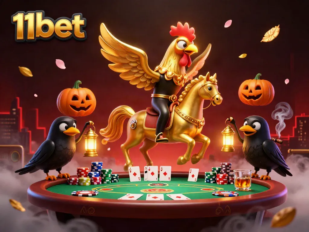Experience thrilling gaming adventures with 11bet at a vibrant casino scene featuring card games and dynamic characters.