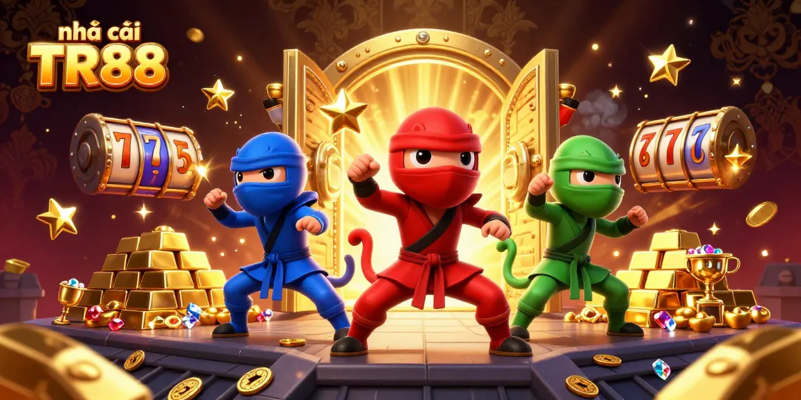 Experience thrill at Nhà cái TR88 with a vibrant illustration showcasing colorful casino elements and action.