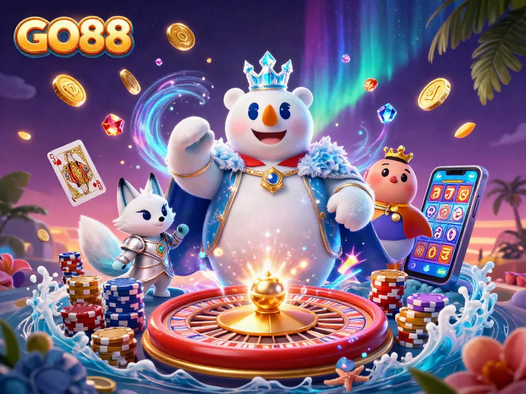 Experience the excitement of GO88 with dynamic gaming elements and a captivating 3D scene.