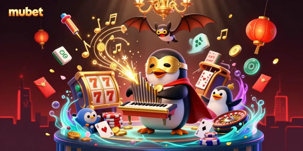 Engage with mubet's thrilling gaming scene filled with vibrant casino elements and dynamic characters.