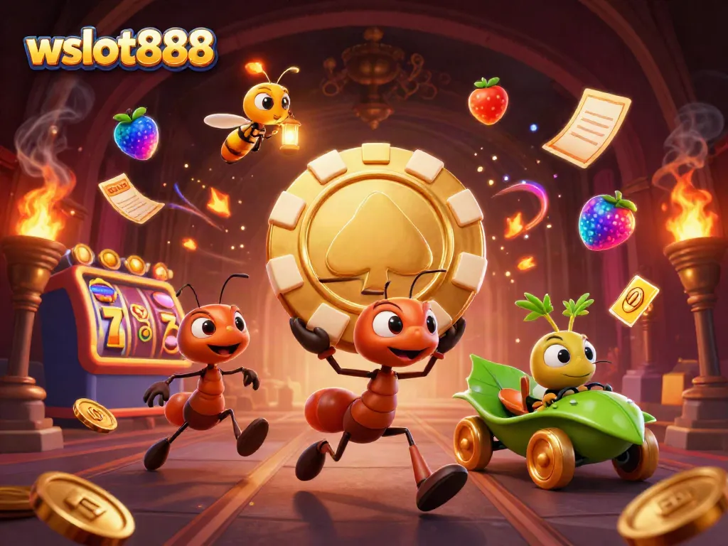 Permainan slot di wslot888 menghadirkan jackpot menarik, lihat tim semut 3D sedang beraksi.