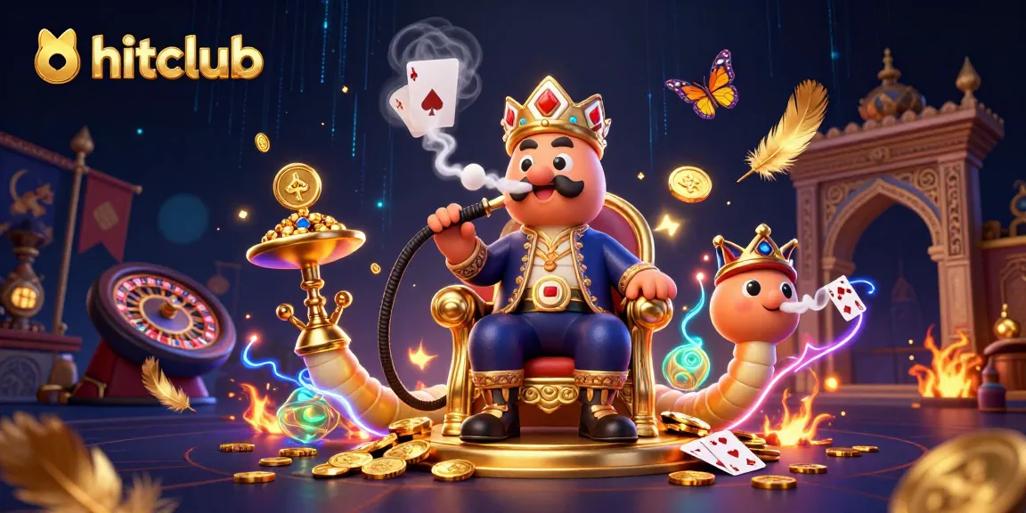 Experience the thrill of hitclub with vibrant casino elements and a stunning caterpillar figure.