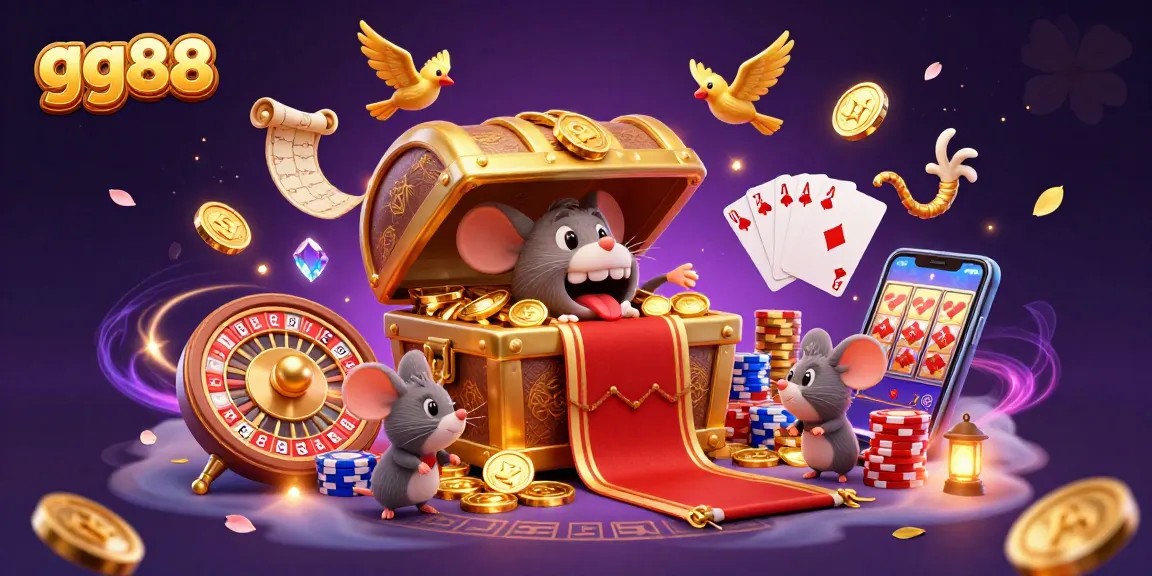 Experience the excitement of gaming at gg88 with dynamic treasures, coins, and casino elements.