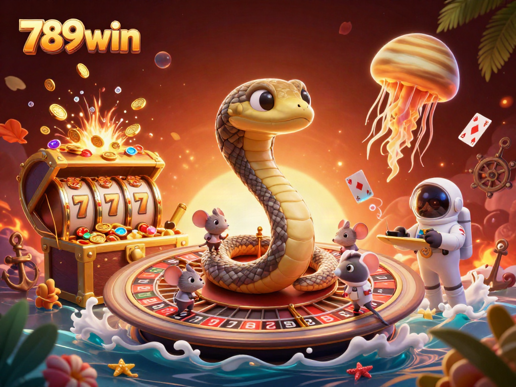 Engaging gambling action featuring 789win characters in a dynamic casino illustration.